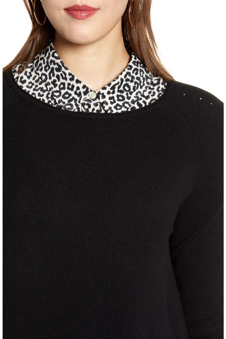 Shirttail Wool & Cashmere Boatneck Tunic, Alternate, color, BLACK