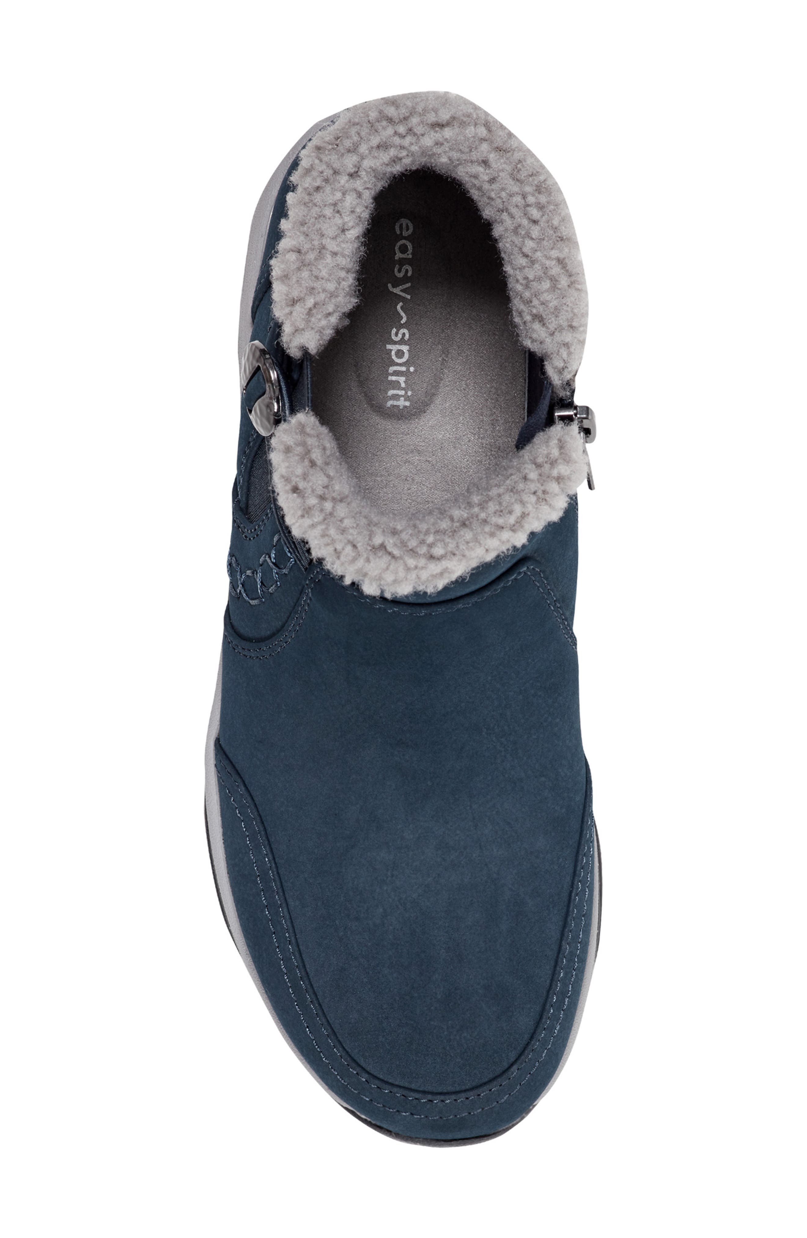 Erique Water Repellent Faux Shearling Lined Bootie, Alternate, color, DARK BLUE