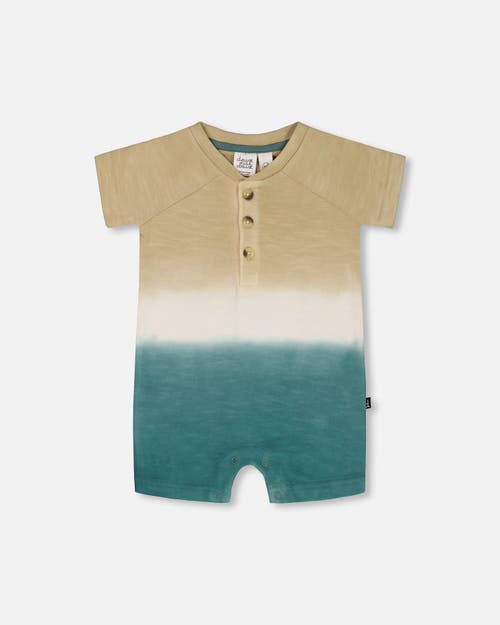 Deux Par Deux Baby Boy's One-piece Romper Gradient Beige And Teal In Gradient Beige And Teal