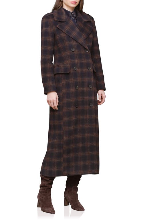 Avec Les Filles Double Breasted Tailored Maxi Coat In Brown