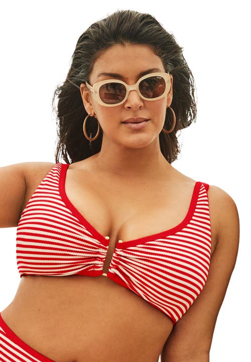 Swimsuits For All Metallic Lurex U-wire Bikini Top In Red