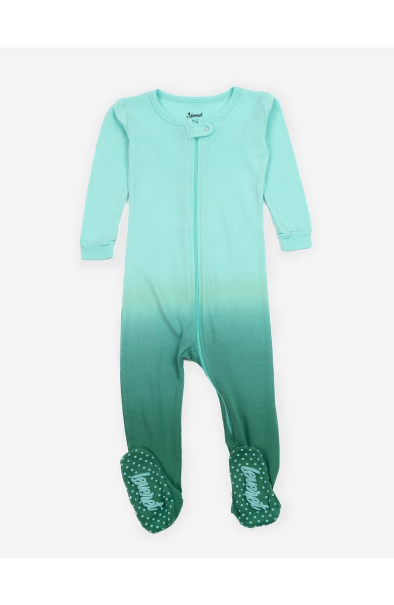 Leveret Footed Printed Cotton Pajamas, Solids, Stripes & Tie Dye, Main, color, Tie Dye Aqua