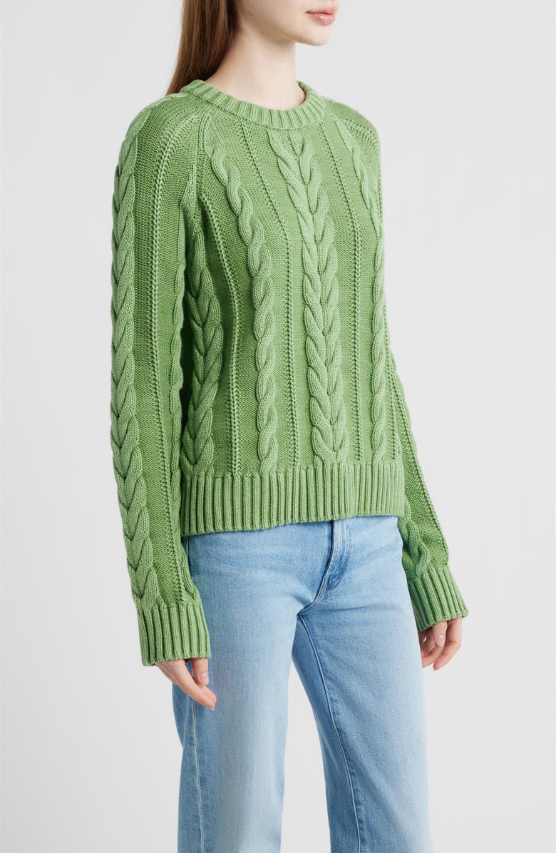 Pendleton Cable Stitch Sweater, Alternate, color, Spruce