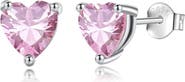 Donatello Gian Solid Sterling Silver Created Gemstone Heart Stud Earrings