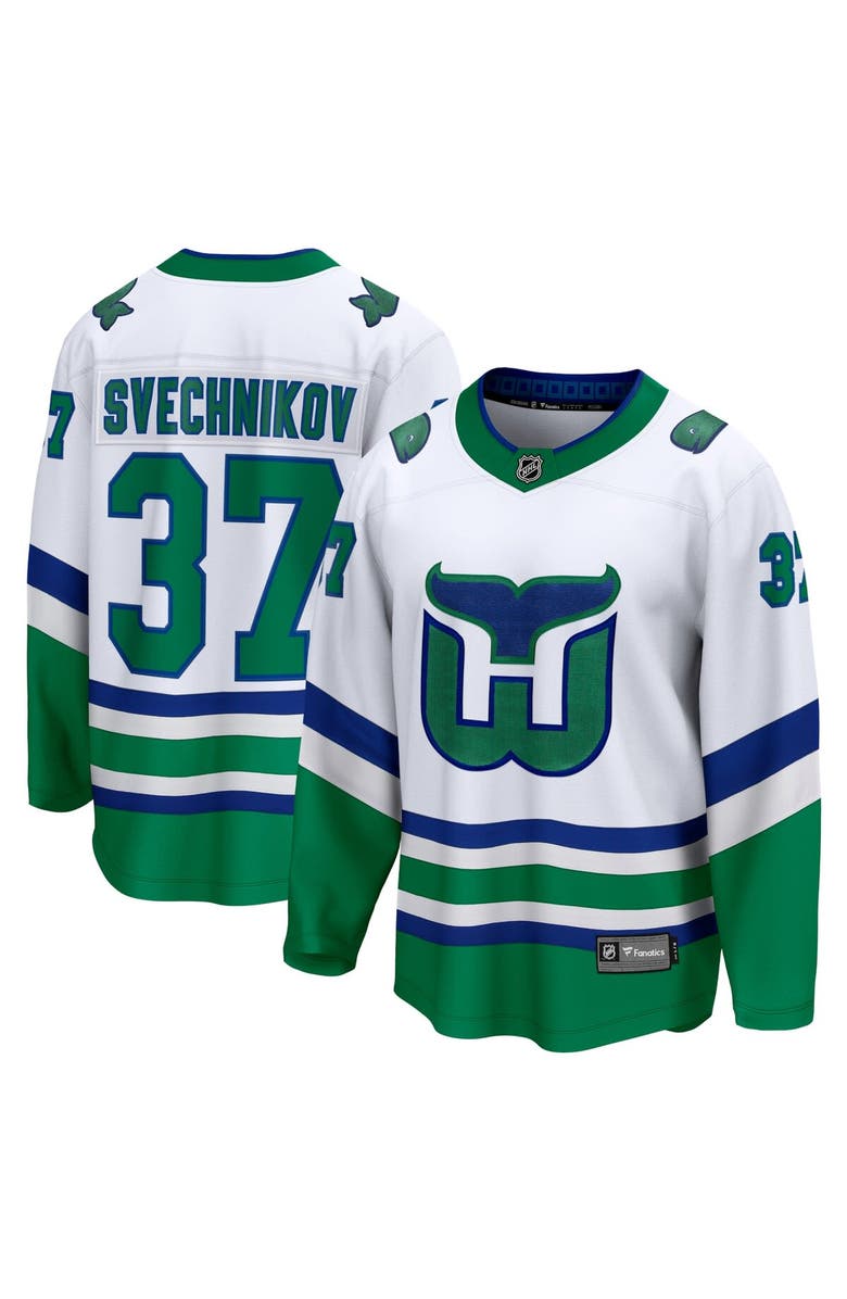 FANATICS Men's Fanatics Branded Andrei Svechnikov White Carolina Hurricanes Whalers Premier Breakaway Jersey, Main, color, 