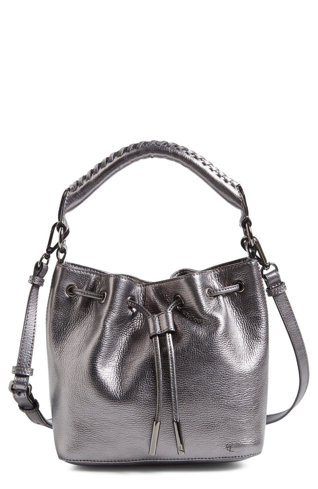 'Gigi Bon Bon' Leather Bucket Bag, Main, color, GRAPHITE