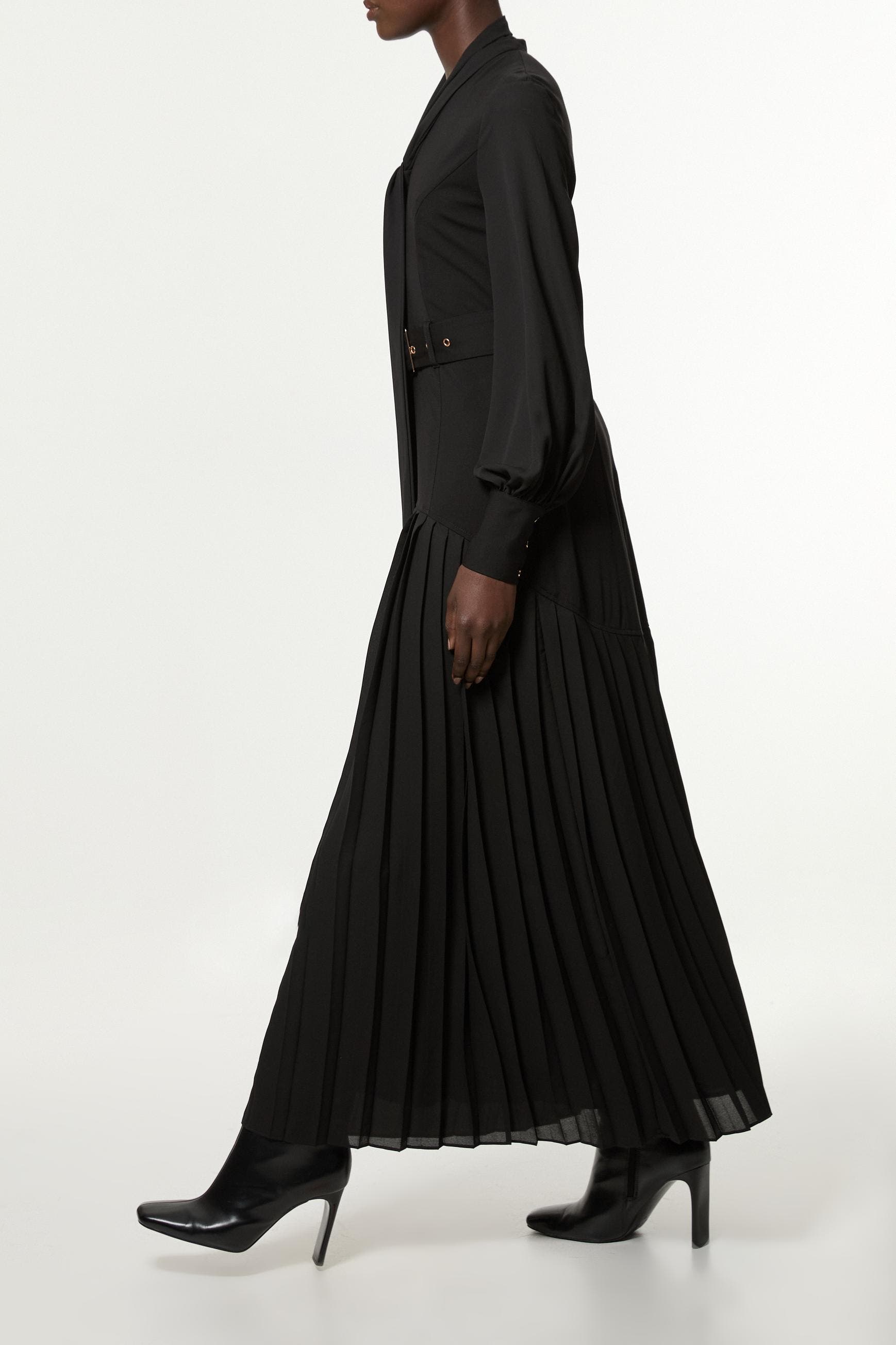 jersey ponte georgette mix midi dress Karen Millen Forever in Black lsu fan