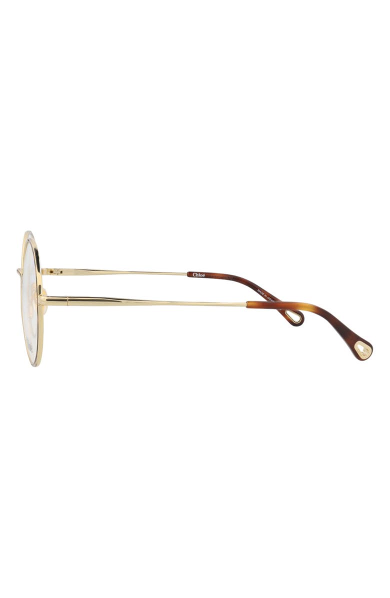 Chloé 53mm Round Optical Glasses, Alternate, color, Gold Gold Transparent