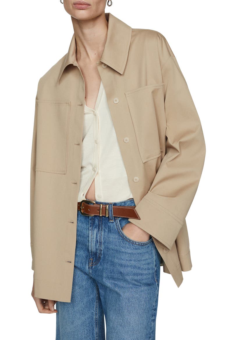 Oversize Cotton Overshirt, Main, color, BEIGE