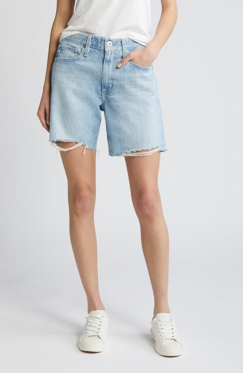 Ex-Boyfriend Frayed Mid Length Denim Shorts (Sunset Blues)