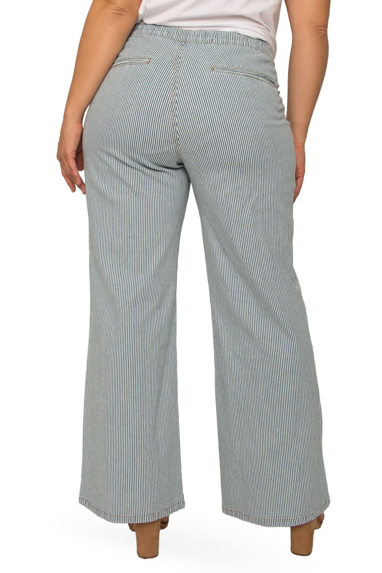 Mona High Waist Stripe Wide Leg Jeans, Alternate, color, MID BLUE
