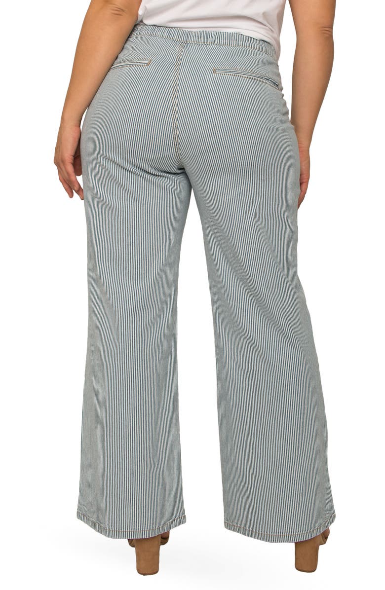 Standards & Practices Mona High Waist Stripe Wide Leg Jeans, Alternate, color, Mid Blue