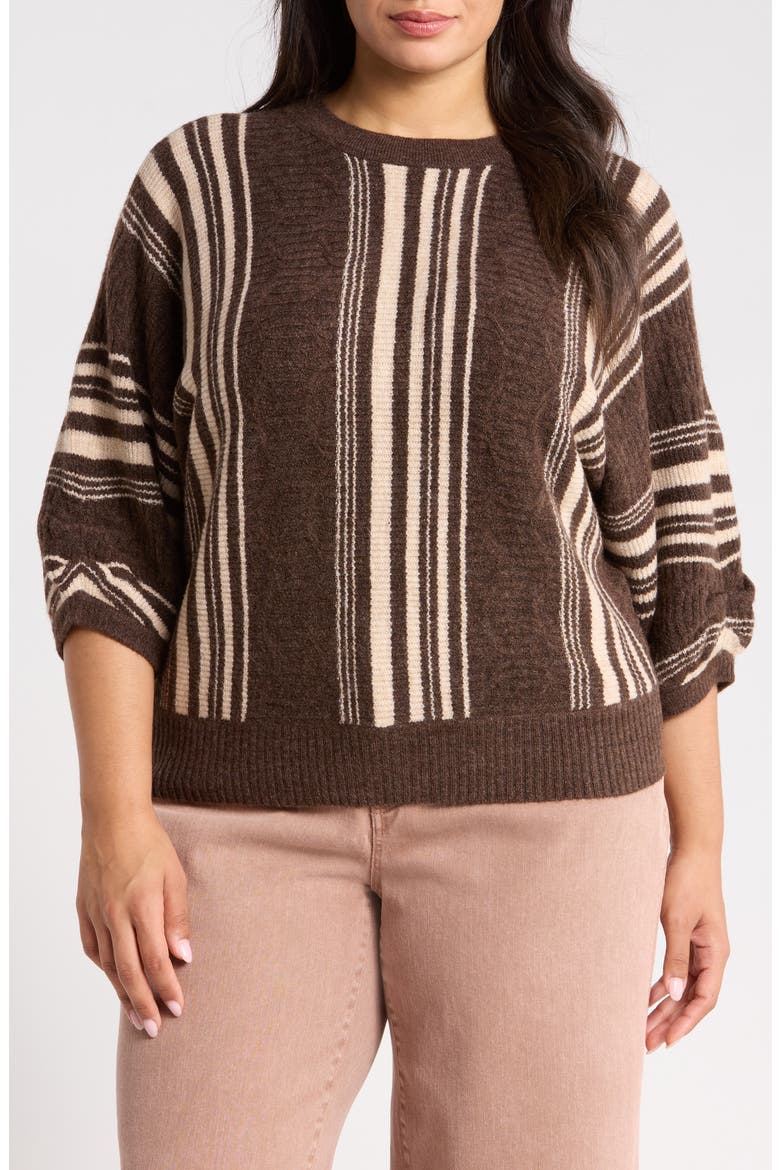 Striped Dolman Sleeve Sweater, Main, color, ESPRESSO/ LIGHT ALMOND