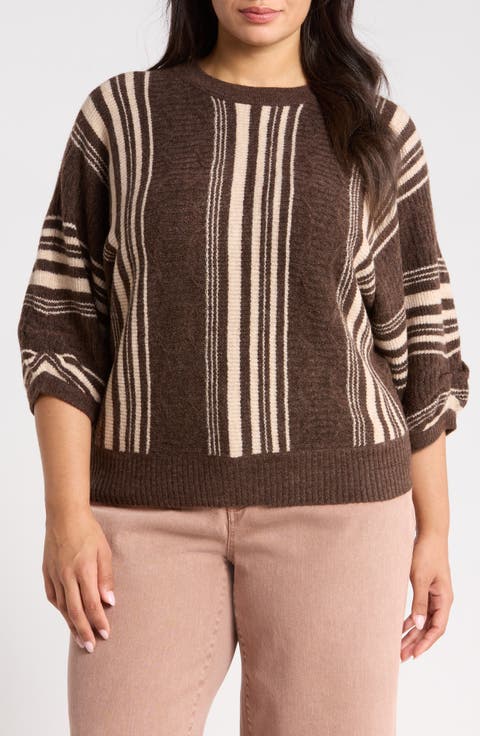 Striped Dolman Sleeve Sweater