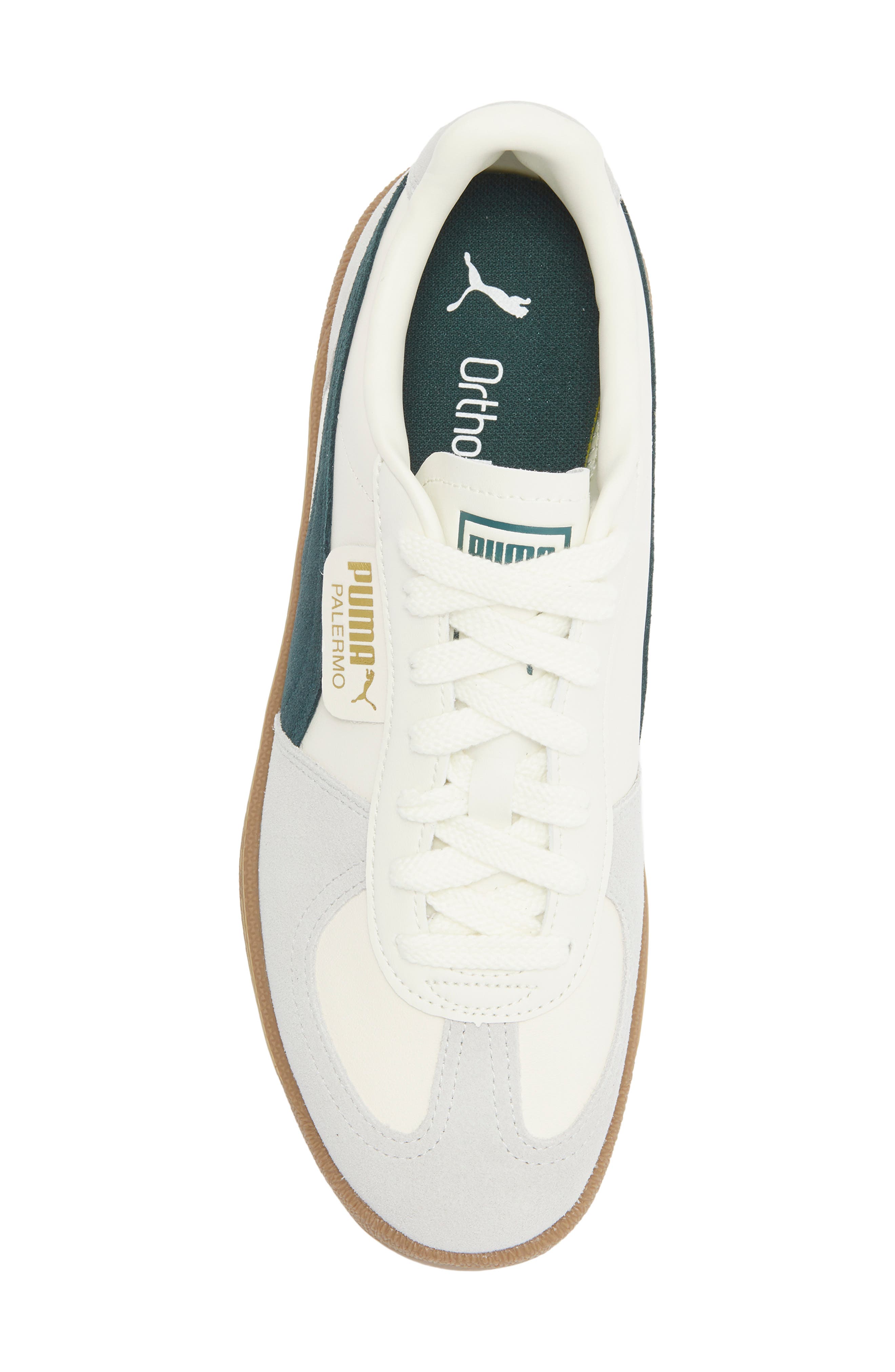PUMA Palermo Leather Sneaker, Alternate, color, Warm White-Green Terrain