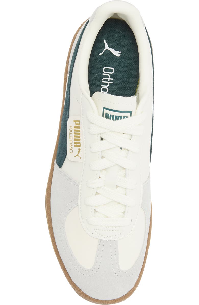 PUMA Palermo Leather Sneaker, Alternate, color, Warm White-Green Terrain
