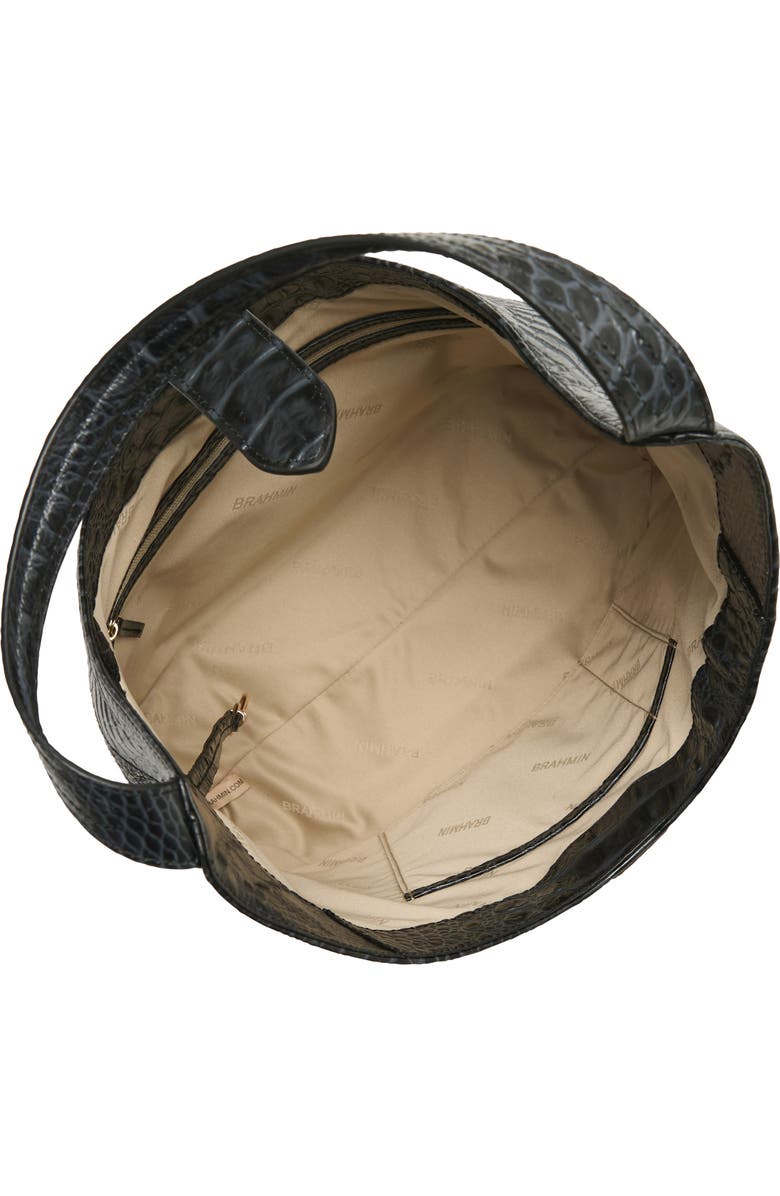 Brahmin Gwynne Croc Embossed Leather Shoulder Bag, Alternate, color, Black