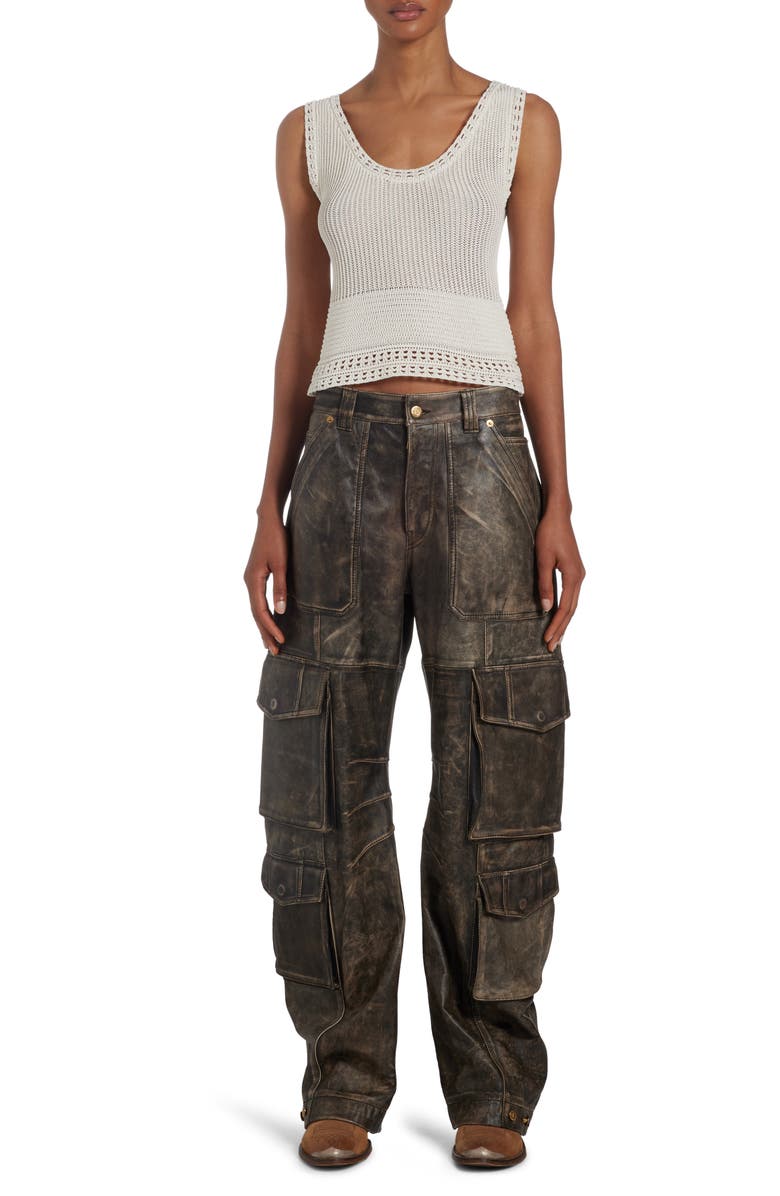 Golden Goose Leather Cargo Pants, Alternate, color, 