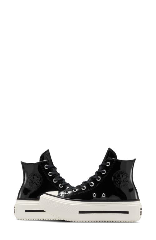 Converse Gender Inclusive Chuck Taylor All Star Lift Double Stack High Top Leather Platform Sneaker In Black
