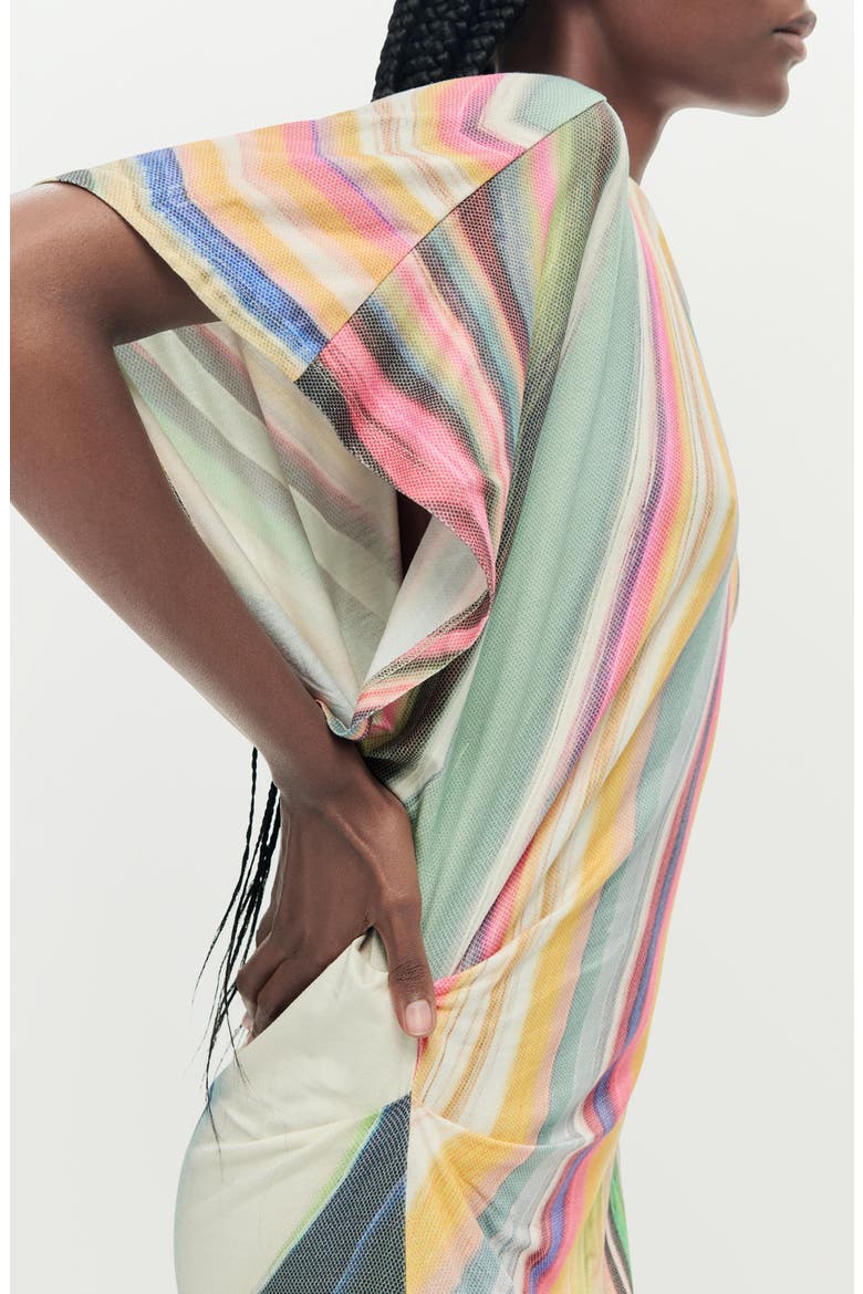 Stripe Asymmetric Maxi Dress, Alternate, color, WATER GREEN