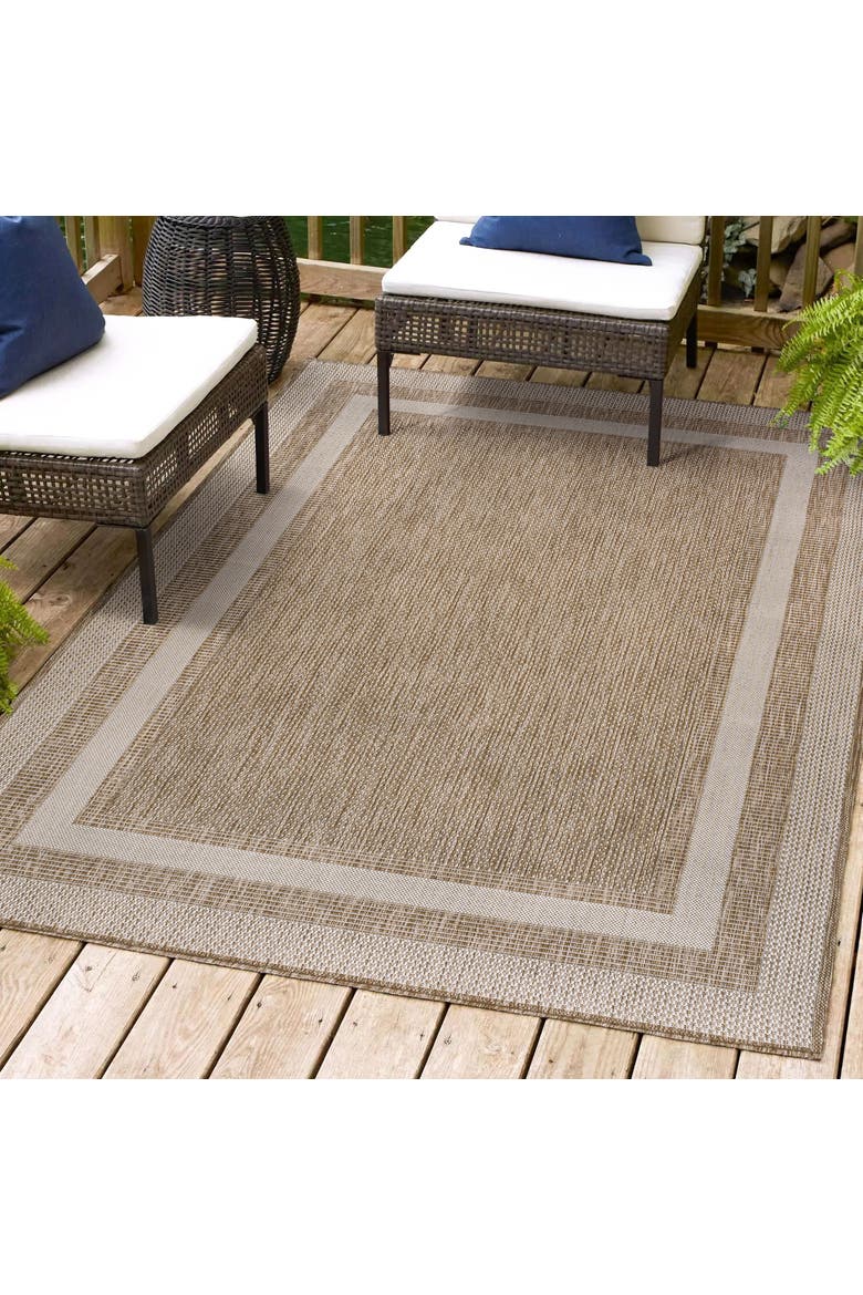 Dover Classic 3-Stripe Border Indoor/Outdoor Area Rug, Alternate, color, Beige/Cream