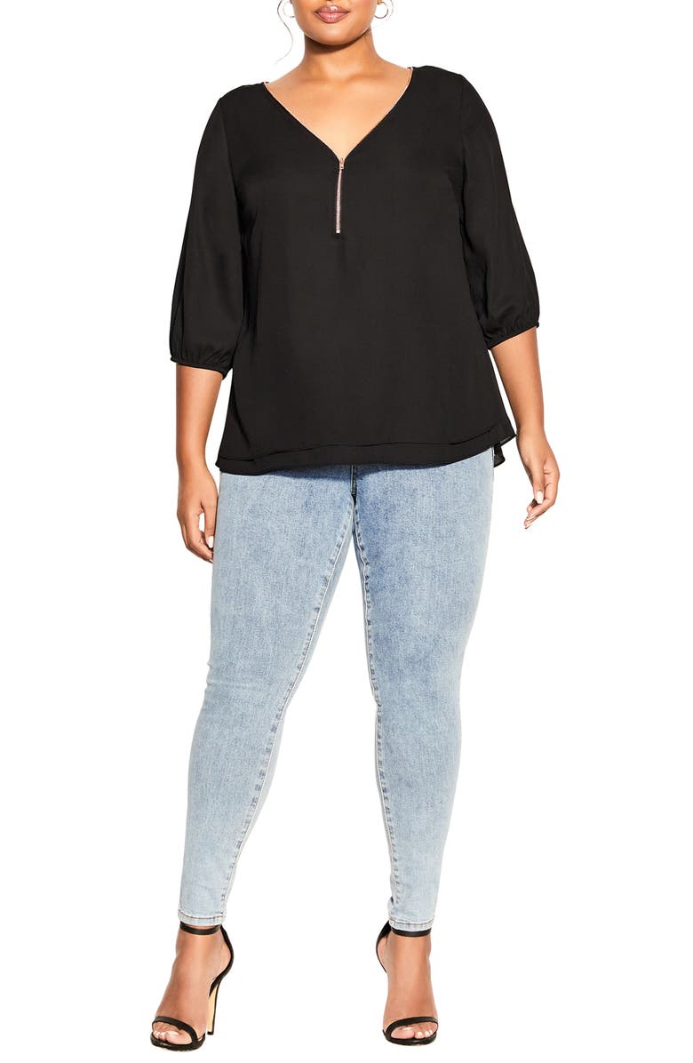 City Chic Zip Fling Top, Alternate, color,