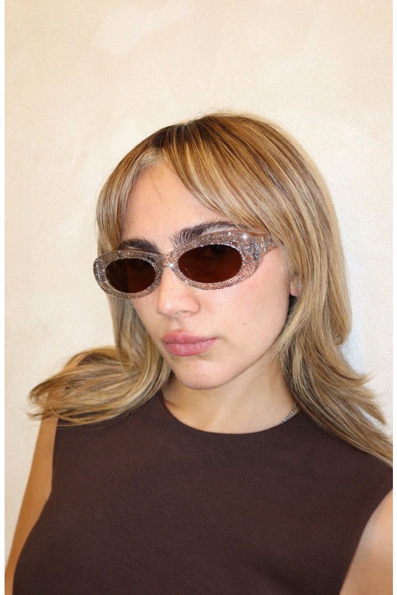 SoHo Oval Polarized Sunglasses, Alternate, color, Silver