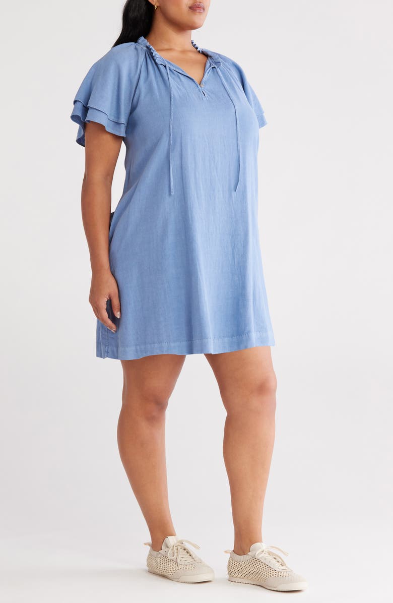 Treasure & Bond Flutter Sleeve Linen Blend Shift Dress, Alternate, color, Blue Colony
