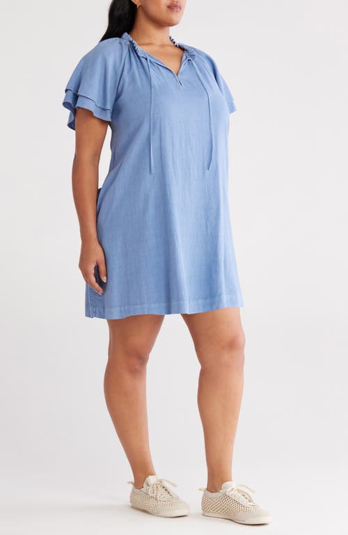 Treasure & Bond Flutter Sleeve Linen Blend Shift Dress