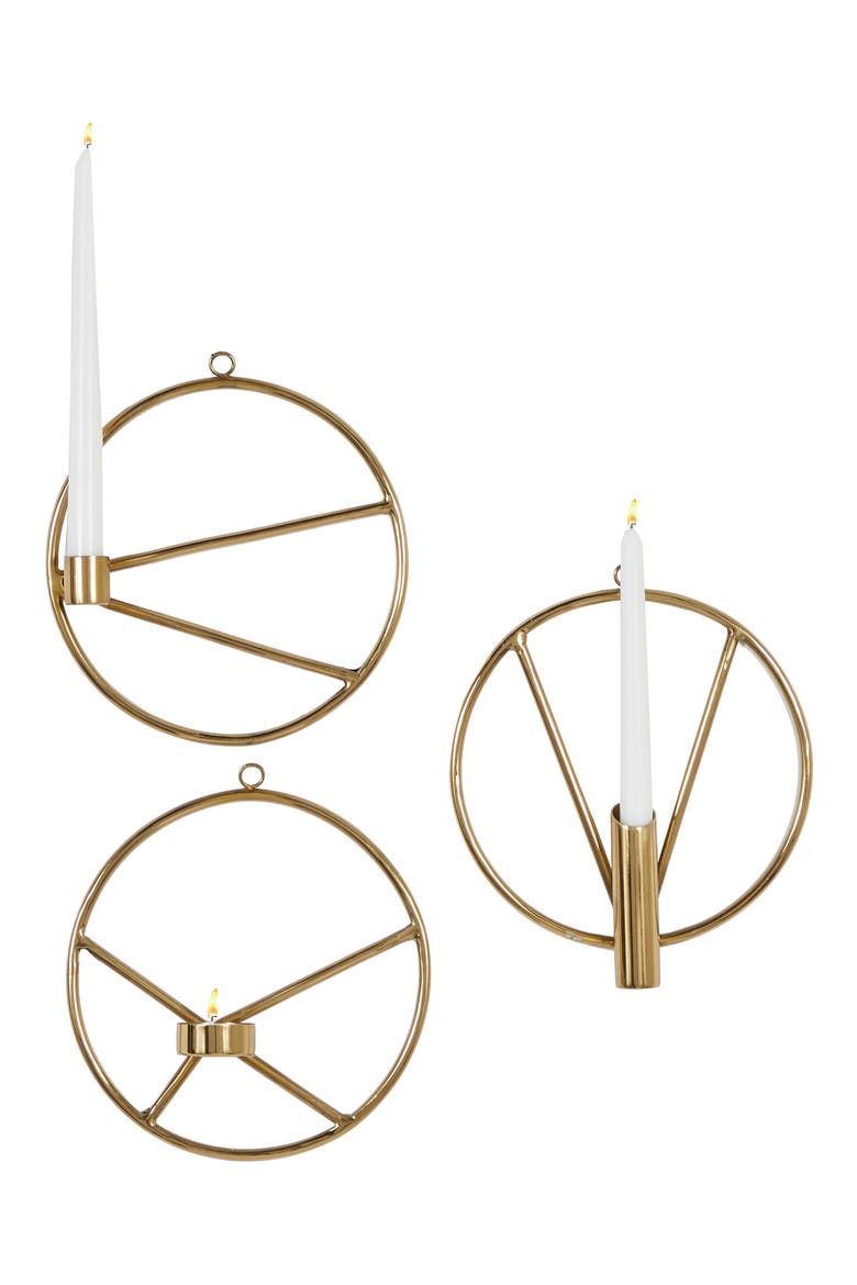 Goldtone Stainless Steel Modern Wall Sconce - Set of 3, Main, color, GOLD