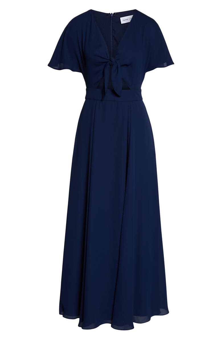 Fame and Partners Tie Front Georgette Dress, Alternate, color, 