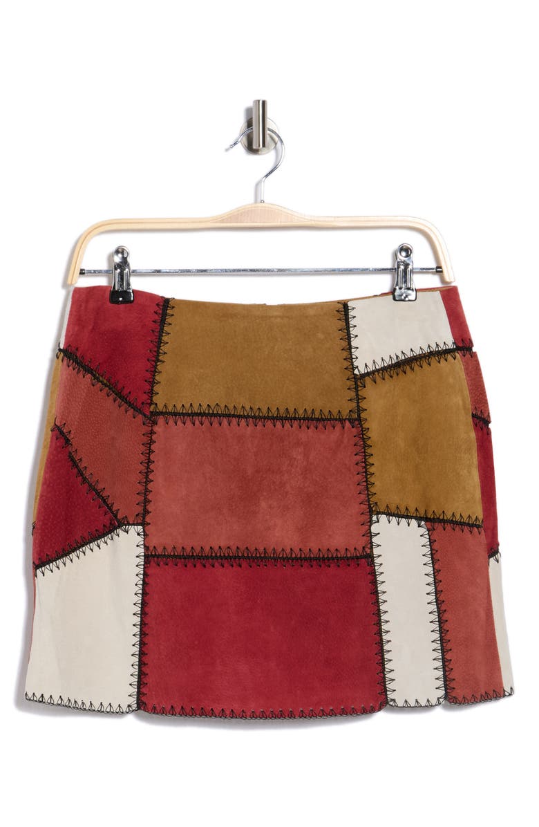 matty m. Patchwork Miniskirt, Alternate, color, Brick