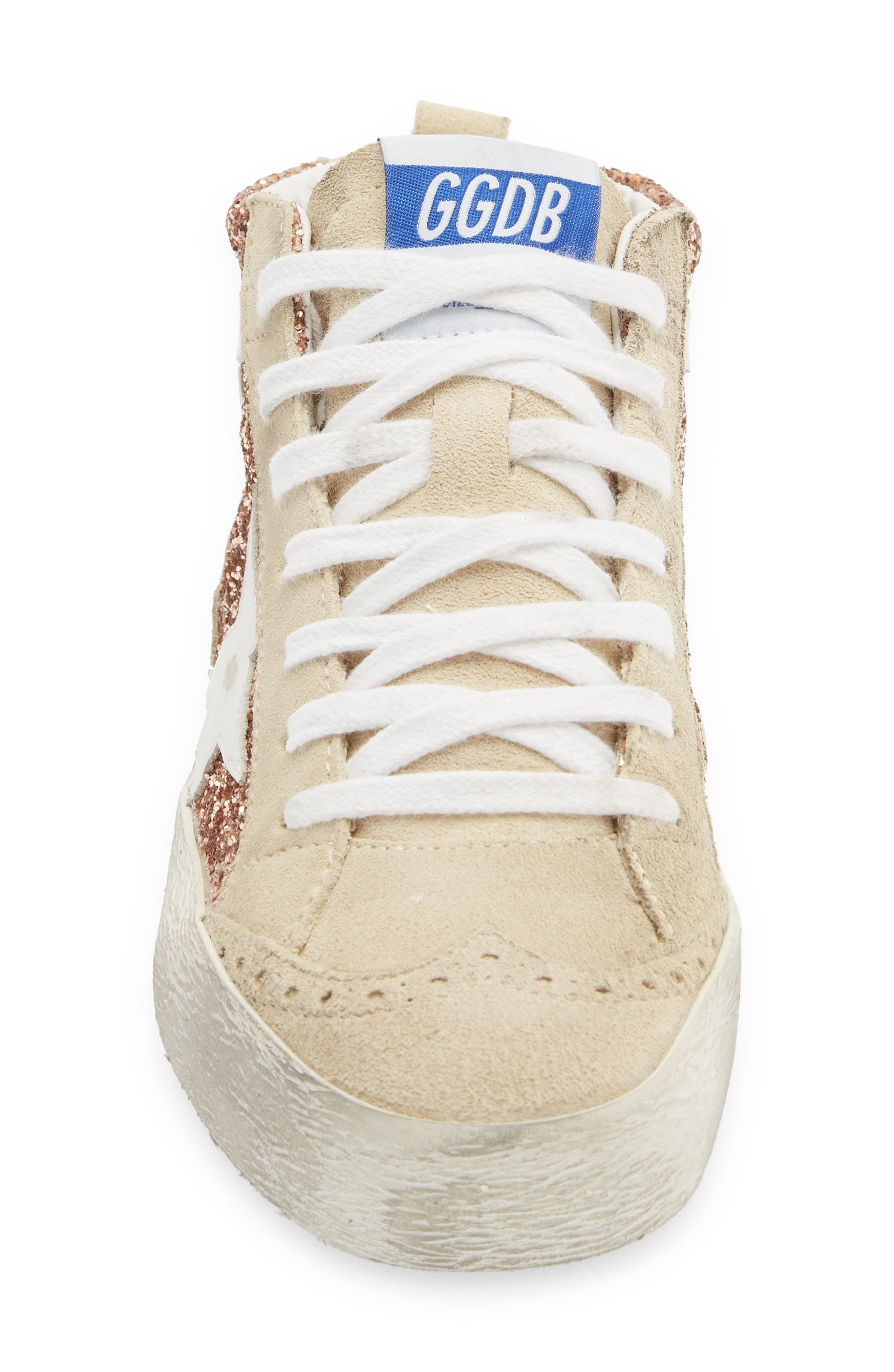 Golden Goose Mid Star Glitter Sneaker, Alternate, color, Peach/ Pearl/ White