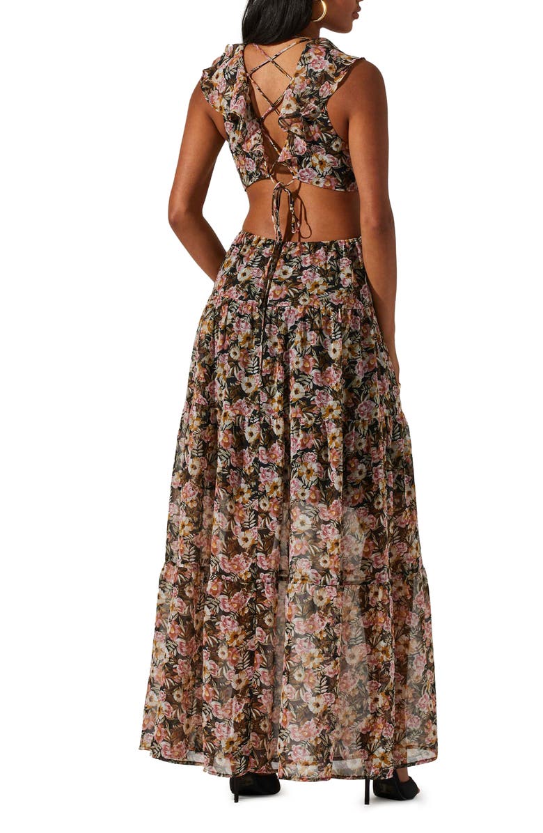 ASTR the Label Floral Print Cutout Dress, Alternate, color, 