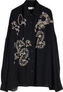 Dries Van Noten Casia Crystal Embellished Lightweight Button-Up Shirt