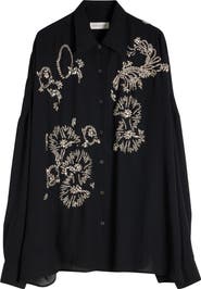 Dries Van Noten Casia Crystal Embellished Lightweight Button-Up Shirt