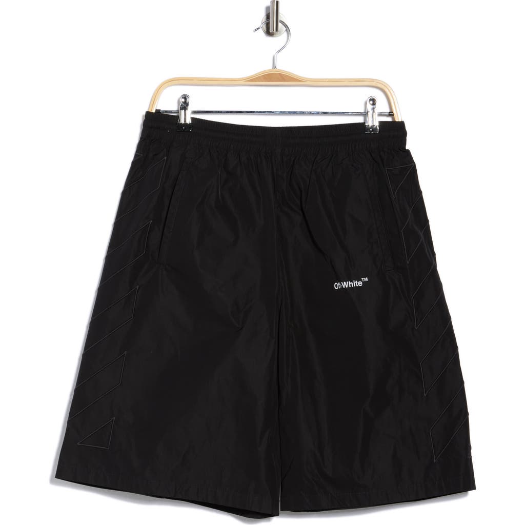 Off-white Diagonal Outline Track Shorts In Black