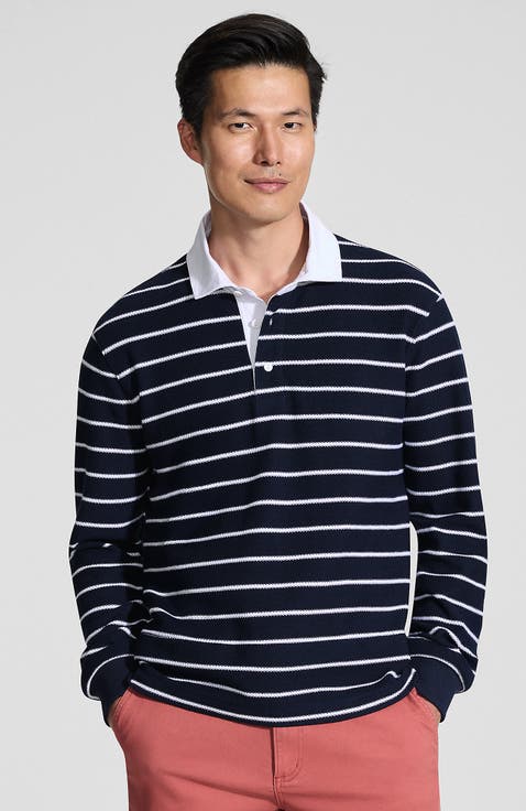 Long Sleeve Honeycomb Pique Rugby