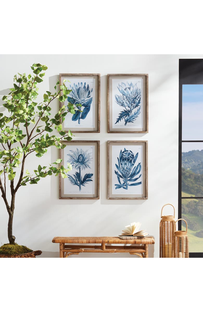 Napa Home & Garden Indigo Protea Prints St/4, Alternate, color, Blue