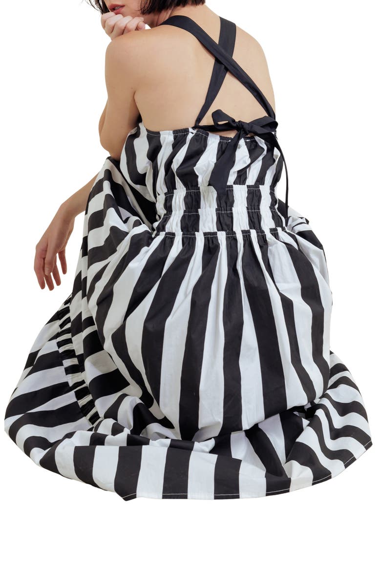 Stripe Tiered Cotton Maxi Dress, Alternate, color, BLACK/ WHITE