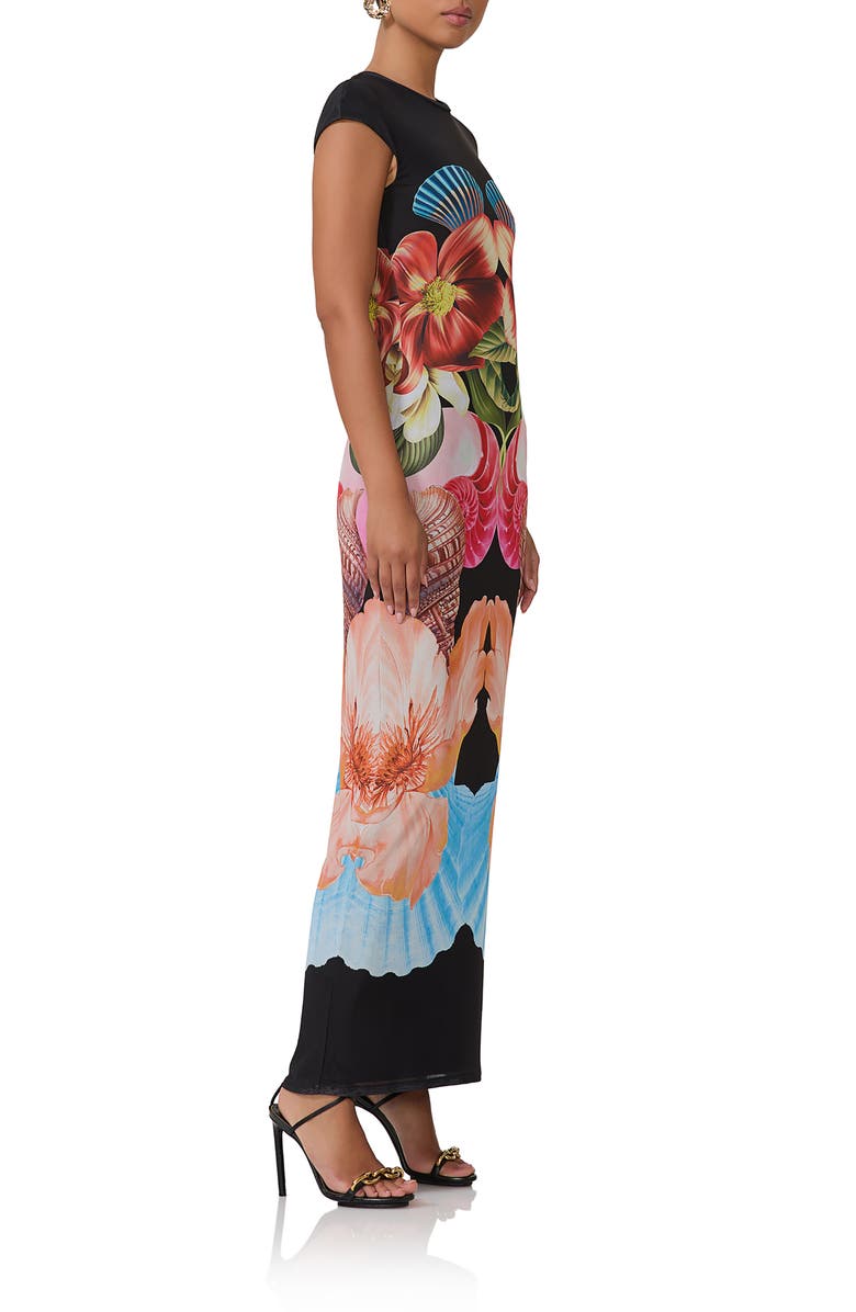 AFRM Cody Print Cap Sleeve Mesh Maxi Dress, Alternate, color, 