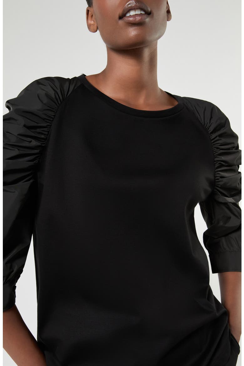 Fibbia Mixed Media Top, Alternate, color, BLACK