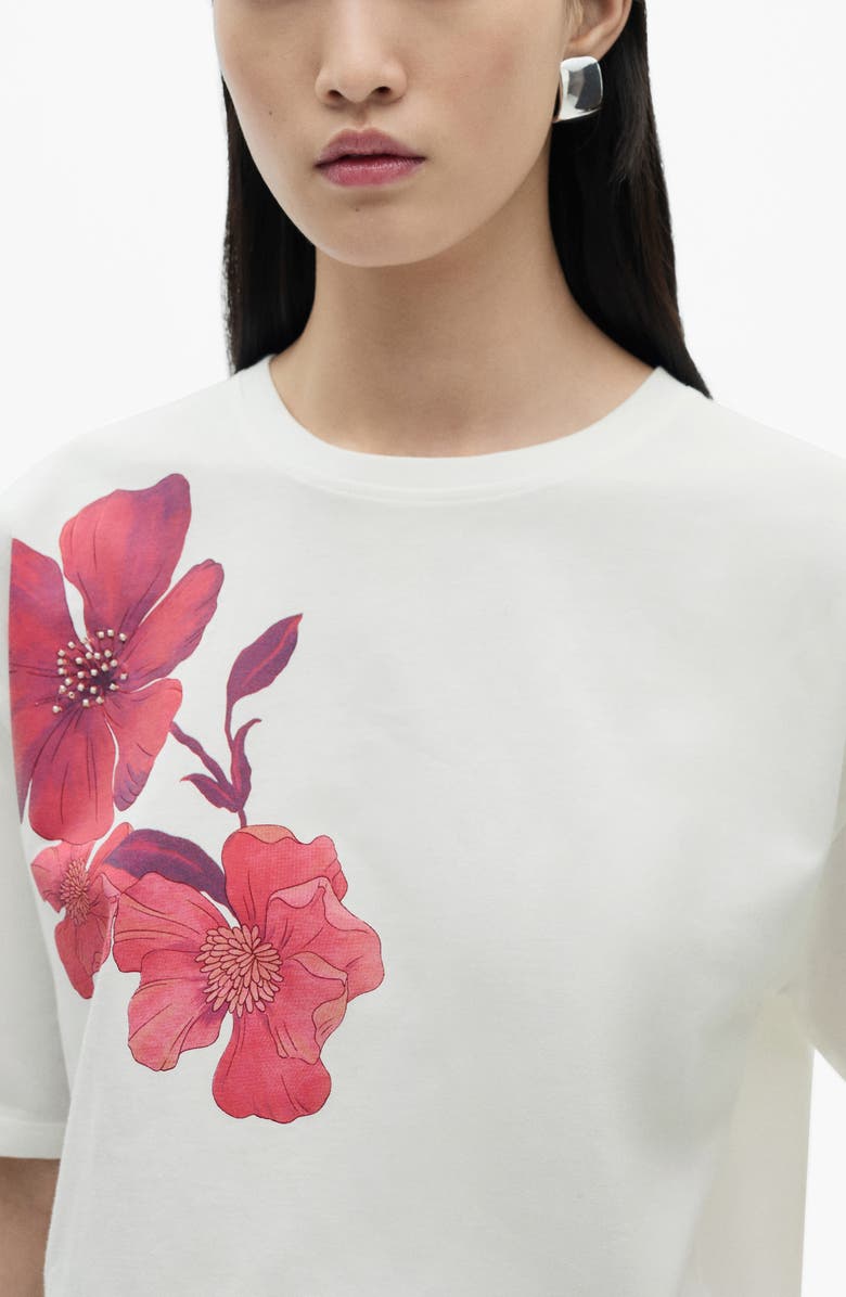 MANGO Flower Cotton T-Shirt, Alternate, color, 