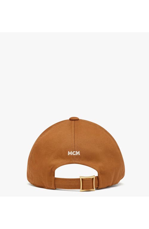 Mcm Essential Logo Cap In Cotton Twill In Cognac