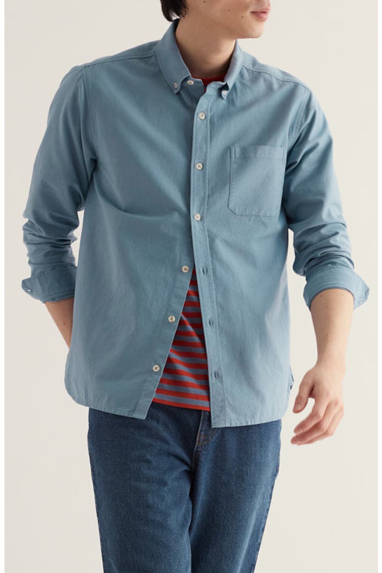 Jenken Garment Dyed Long Sleeve Oxford Shirt, Main, color, BLUE SLATE