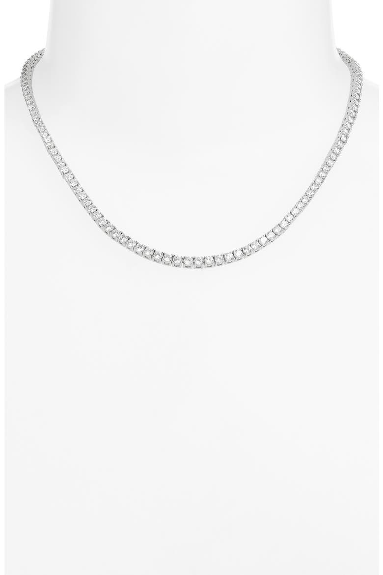 3mm Cubic Zirconia Tennis Necklace, Alternate, color, CLEAR- SILVER