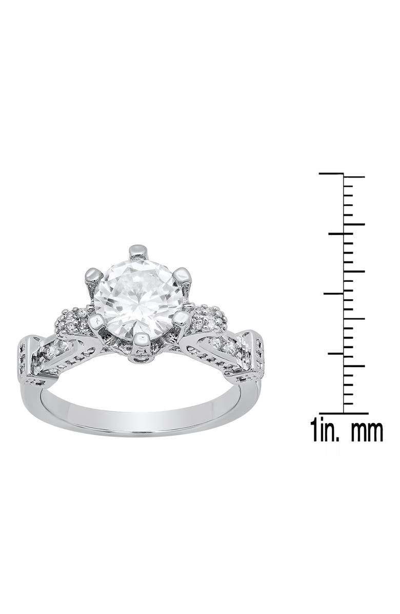 HMY JEWELRY Round Cubic Zirconia Engagement Ring, Alternate, color, Silver