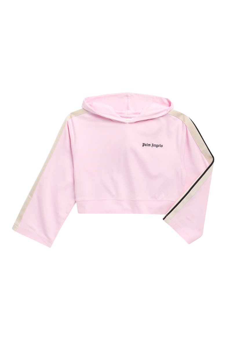 Kids' New Track Cropped Hoodie, Main, color, ROSE PINK BLACK