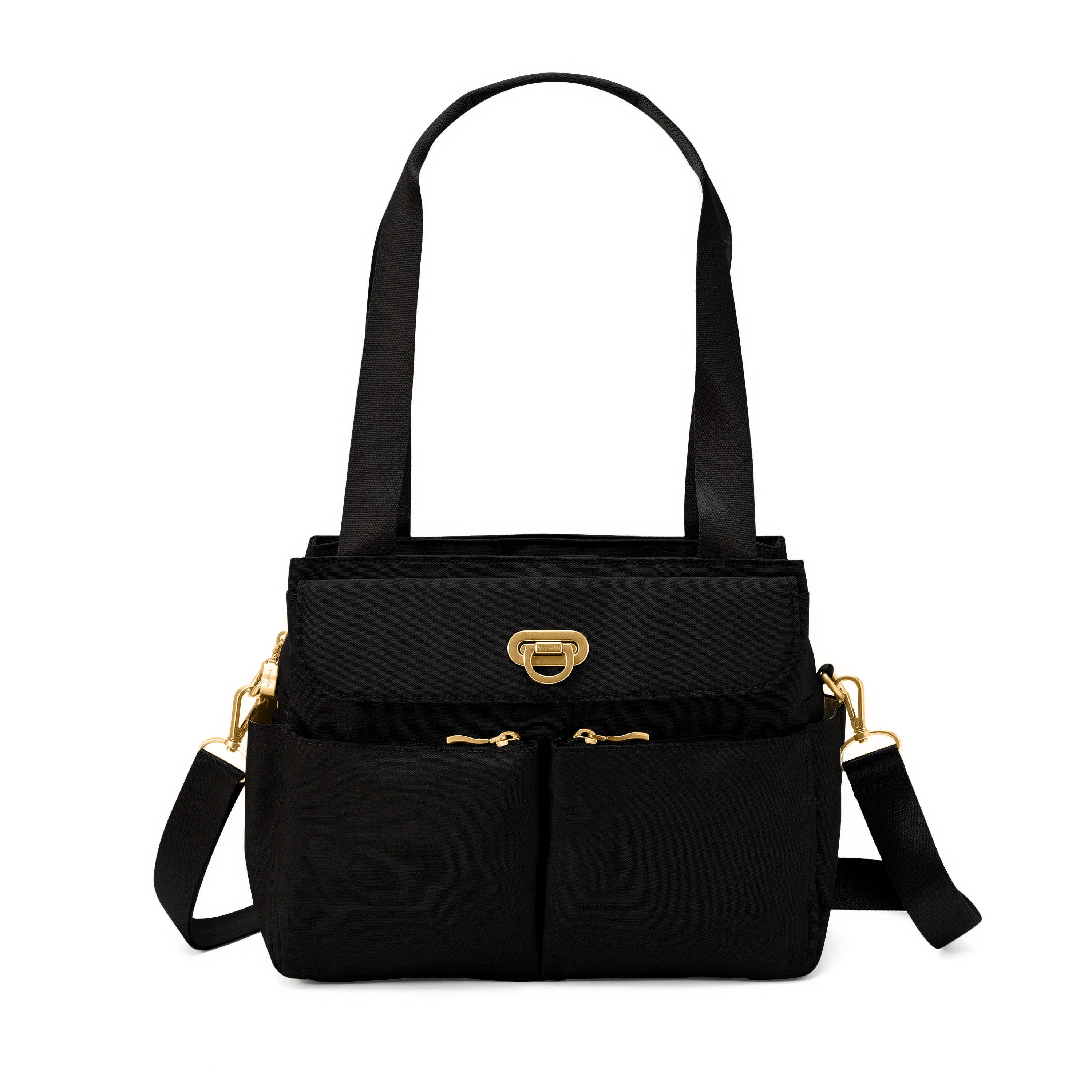Coastal Flip Lock Trio Satchel, Main, color, Black W/ Gold Hardware