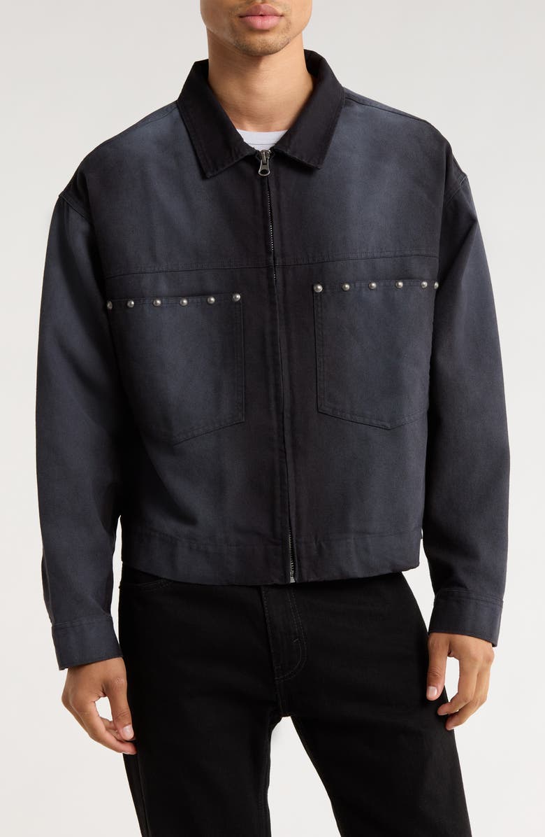PacSun Bonnie Stud Detail Cotton Jacket, Alternate, color, Black